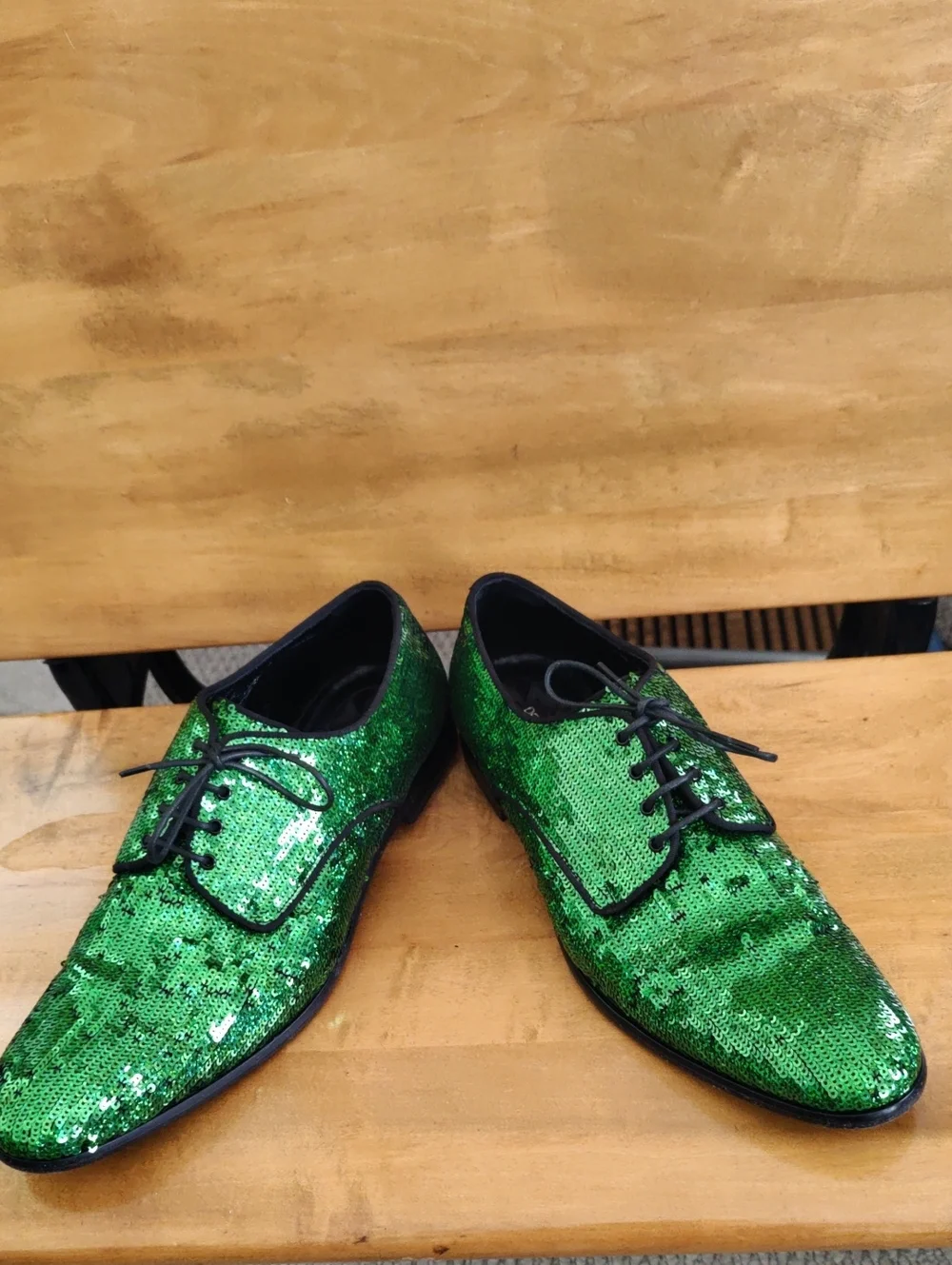 Dolce & Gabbana Green Sequin Raffaello Derby Shoes Size 11 Made In Italy